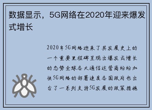 数据显示，5G网络在2020年迎来爆发式增长